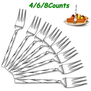 Diamond Cut Tea Forks Set, Thick Stainless Steel Dessert Spoons, Modern Fashion Small Forks for Cake/dessert/cheese Board, Party/wedding/coffee Shop Supplies