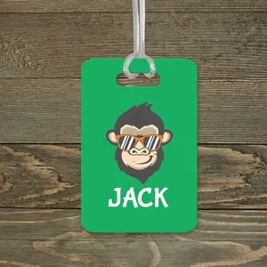 Personalized Luggage Tag | Custom Monogram Bag Tag | Monkey