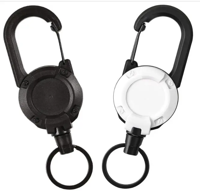 2pcs Heavy Duty Retractable Keychain,Retractable Heavy Duty Badge Reels Set,Multitool Carabiner Badge Holder,Tactical ID Badge Reel with 23.6” Steel Retractable Cord for Men and Women Metal,