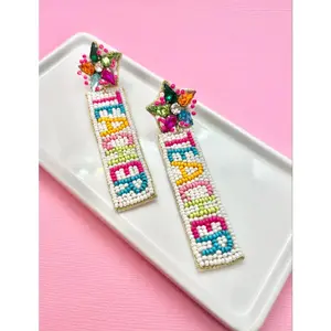 Teacher Pastel Rainbow Beaded Earrings