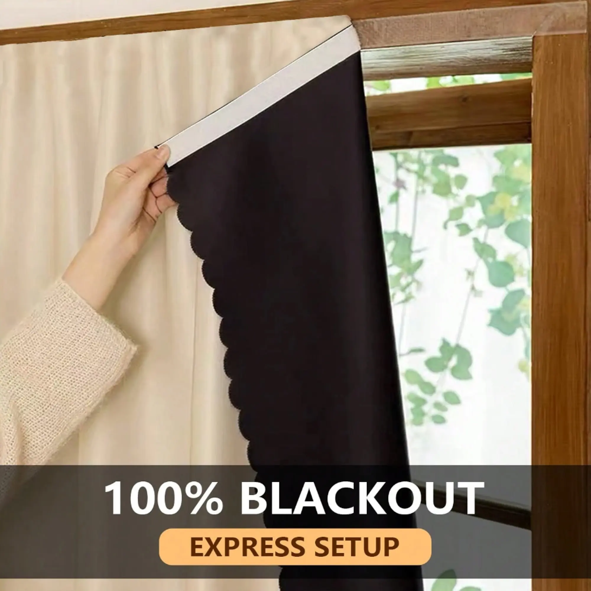 Modern Minimalist Cream Color Blackout Magnetic Curtain, UV Protection, Easy Installation, Suitable for Bedroom Living Room Home Decor