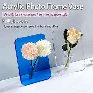 Creative Art Acrylic Photo Frame Vase Water Propagation Flower Holder Transparent Vase Office Home Decor Ornament Clear Acrylic Vase