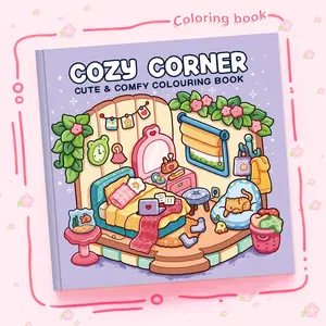Cozy Corner Coloring Book, Cute & Comfy Home Themed Art, 1 Count Simple for Adults’ Home Relaxation, Stress Relief & Creativity Boost, Ideal for Parent-child DIY Fun, Craft