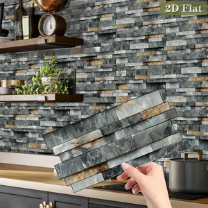 Imitation Rock Pattern Wall Sticker, 12/ Self-adhesive Wall Paper, Waterproof & Anti-slip Wall Decal, Home Decor for Kitchen & Living Room, Ornaments