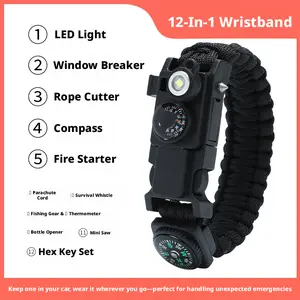 Bracelet paracord self-defense woven outdoor survival emergency equipment multifunctional survival bracelet wilderness survival tool