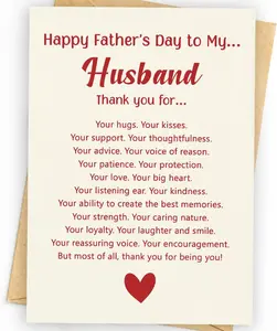 Funny Fathers Day Card & Gifts from Wife | Father's Day Decorations | Happy, Sweetheart, Romantic, Raunchy | Gift Card with Envelope