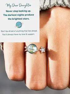 1 Pcs rotatable star and moon ring Anxiety Rings with synthetic zircon, perfect for relieving stress and anxiety a gift to daughter