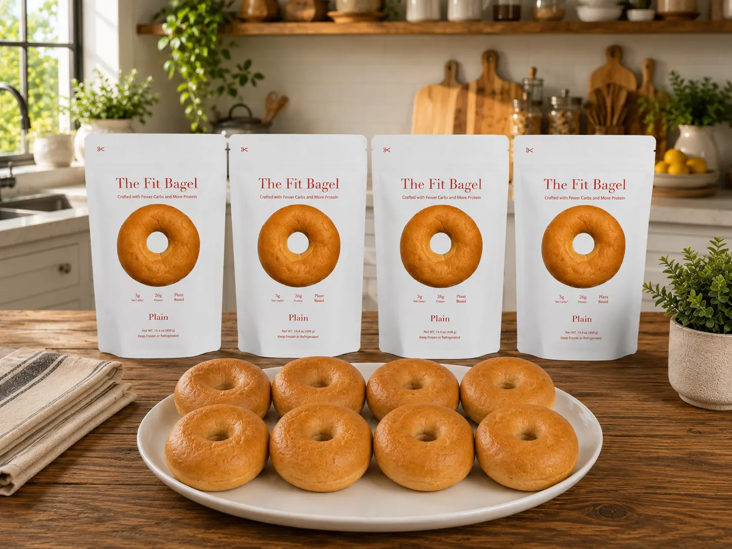 Frozen Vegan Fit Bagel - Plain, Bagged (4 Bags, 3.7lb Total)
