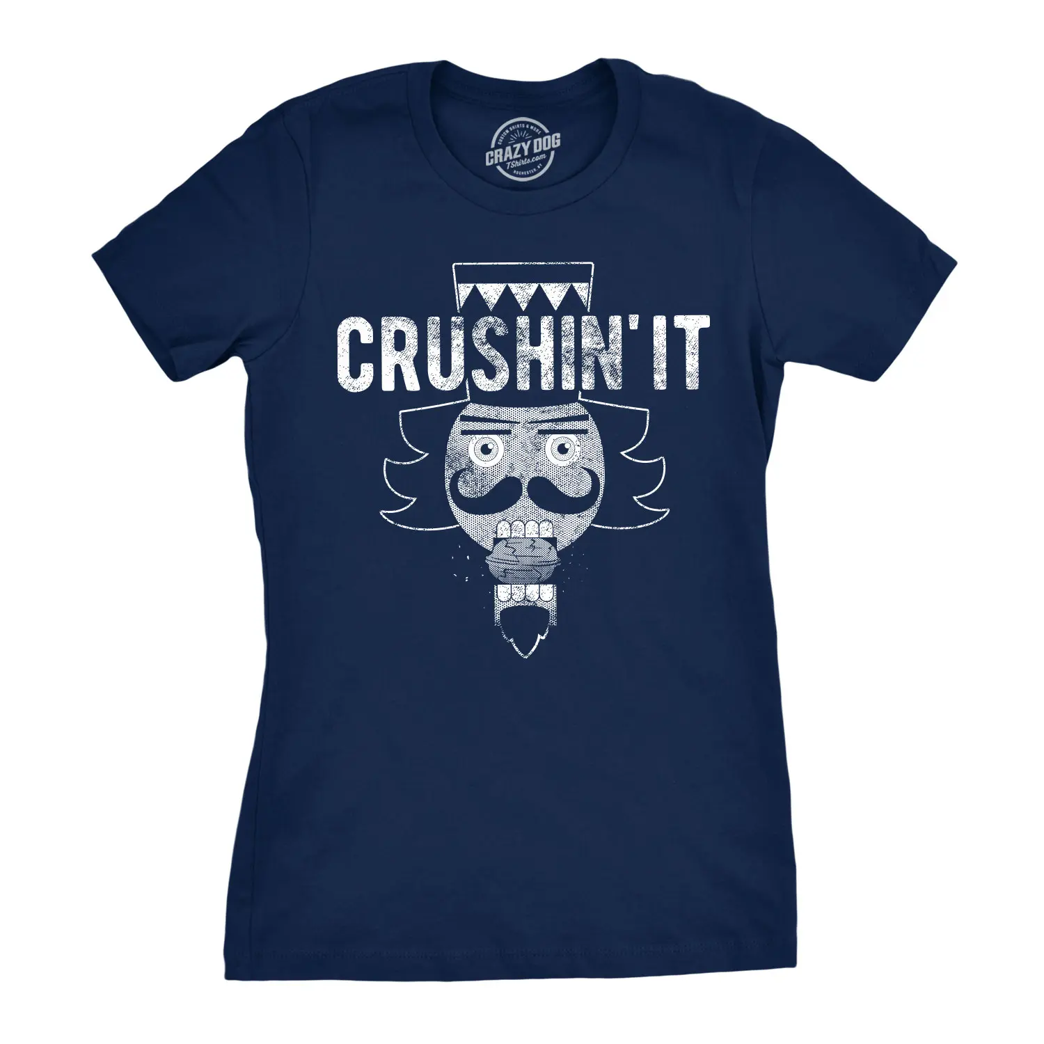Womens Crushin It T Shirt Funny Christmas Nutcracker Tee for Ladies Funny Womens T Shirts Cute Vintage Graphic Tee Christmas Tops for Women Women's Novelty Tees Navy