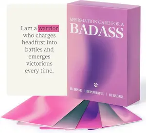 Badass Affirmation Cards for Women 60 Unique Positive Daily Cards Deck Motivational Mindfulness Spiritual Self Care Travel Friendly Size 2.5 x 3.5 Inches