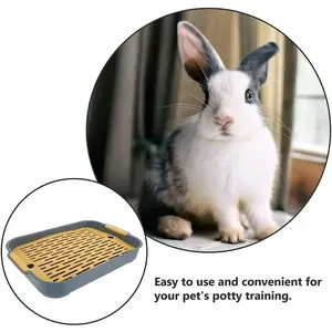 Pet Toilet for Rabbits Hamsters Cats, Anti-Tip Litter Box with Grid, Training Tray with Toilet Holder, Suitable for Rabbits Hamsters