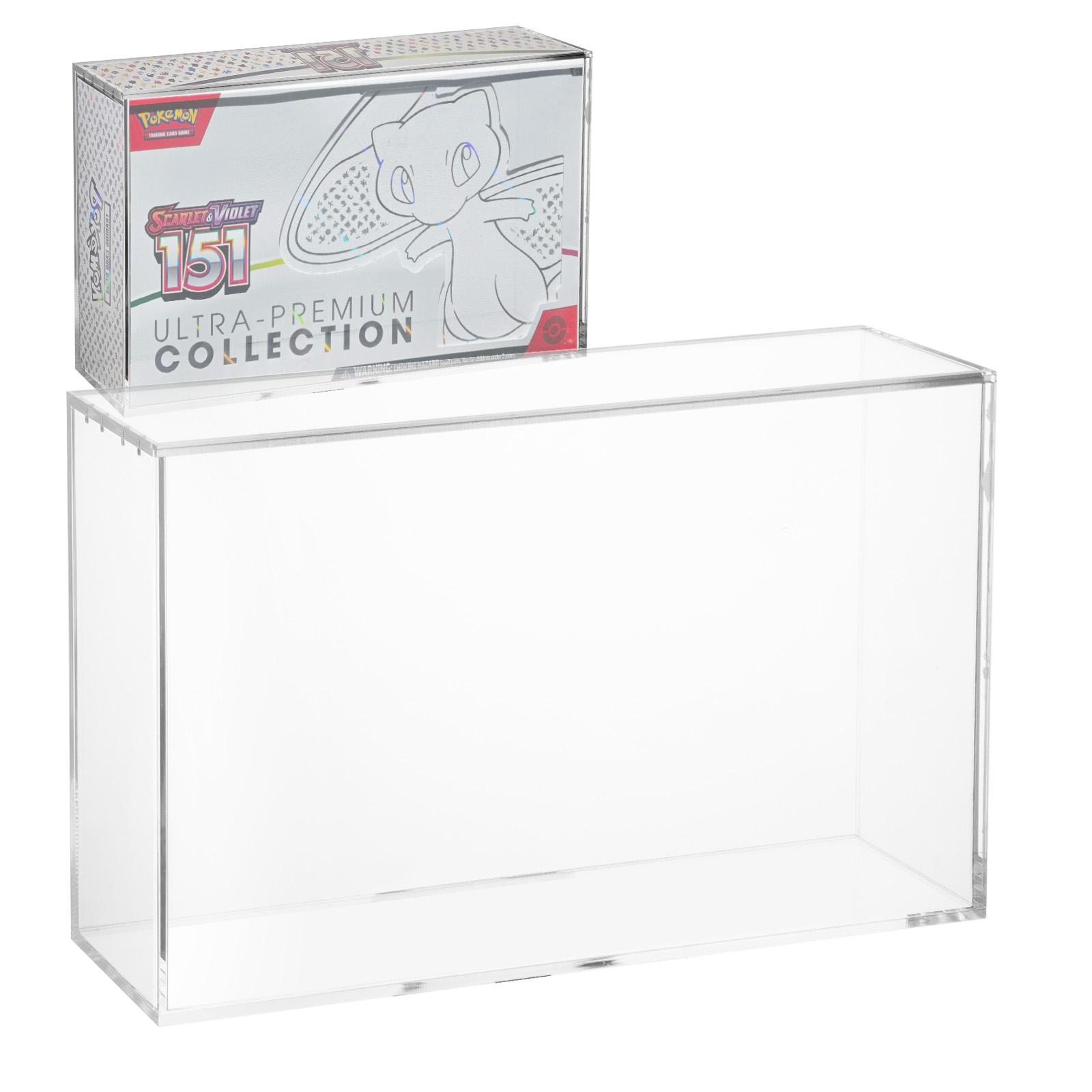 Acrylic Acrylic Display Case with Sliding  Lid for PKMN 151 UPC Mega Charizard ex UPC Storage Booster Box Trading Anime Graded Cards , 6MM Thick Magnetic Lid Protector  Holder Stackable