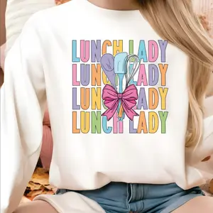 Lunch Lady With Pastels and Cooking Utensils - Colorful Design Sweatshirt for The Lunch Ladies
