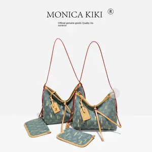 Monica Qiqi Shoulder Messenger Bag Ripped Retro Denim Presbyopic European Station Light Luxury Shopping Bag Women