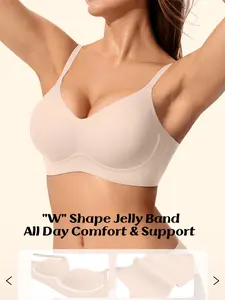 Jelly Bras for Women - S-2XL Seamless Wireless Padded Bralette with Medium Support, Comfy Everyday T-Shirt Bra No Underwire Push Up Bra Comfort Support Sleep Bralettes for Womens Ladies Soft Tshirt Padded Bra Regular and Plus Size Underwear