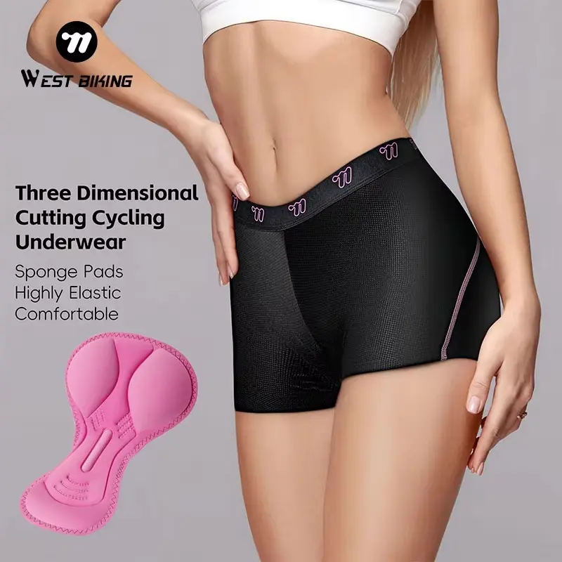 WEST BIKING Women's Cycling Underwear High Elastic Ergonomics Fitness with Sponge Pad Breathable Comfortable Bike Sport Padded Shaping Shorts