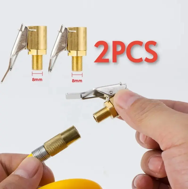 Brass Locking Tire Air Chuck with Clip Adapter - Secure Connection Tire Inflator Hose Nozzle Connector for Vehicle Use, Versatile Hand Tool #MothersDayGift #GiftsForHer