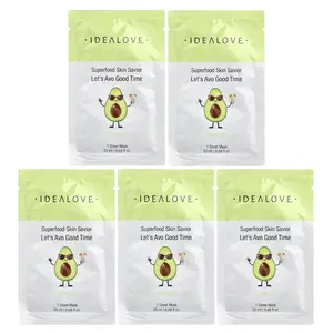 Idealove Superfood Skin Savior, Let's Avo Good Time, 5 Beauty Sheet Masks, 0.68 fl oz (20 ml) Each