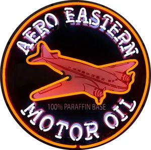 Aero Eastern Motor Oil Single-Sided Neon Porcelain Box Sign