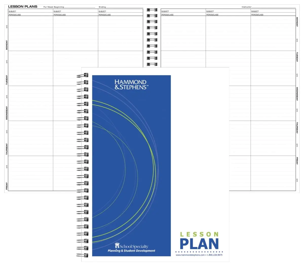 Hammond & Stephens 1473706 6-Subject Lesson Plan Book, 8.5x11 in, 40-Week School Year, Black Ink on White Paper, Allergen-Free, Durable Polyice Cover, No Choking Hazard
