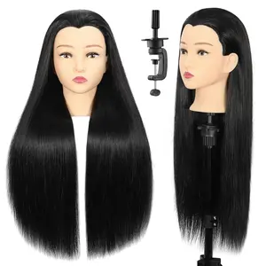 Mannequin Head with Hair 28“ Cosmetology Manikin Doll Head Mannequin Head for Braiding Hairstylists Cosmetology Students Practice Styling with Free Clamp