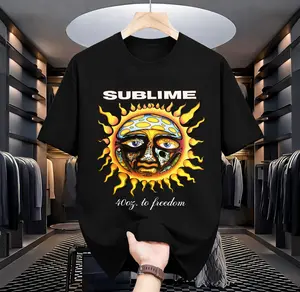 Sublime 40oz To Freedom Graphic T-Shirt, Oversized Cotton Tee, Reggae Ska Punk Sun Face Shirt, Vintage Music Streetwear Unisex