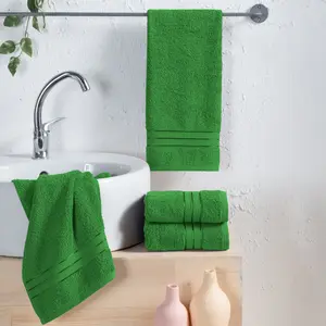 Mocassi 4 Pack Turkish Cotton Three Line Popcorn Hand Towel Set, 16 x 28 inch