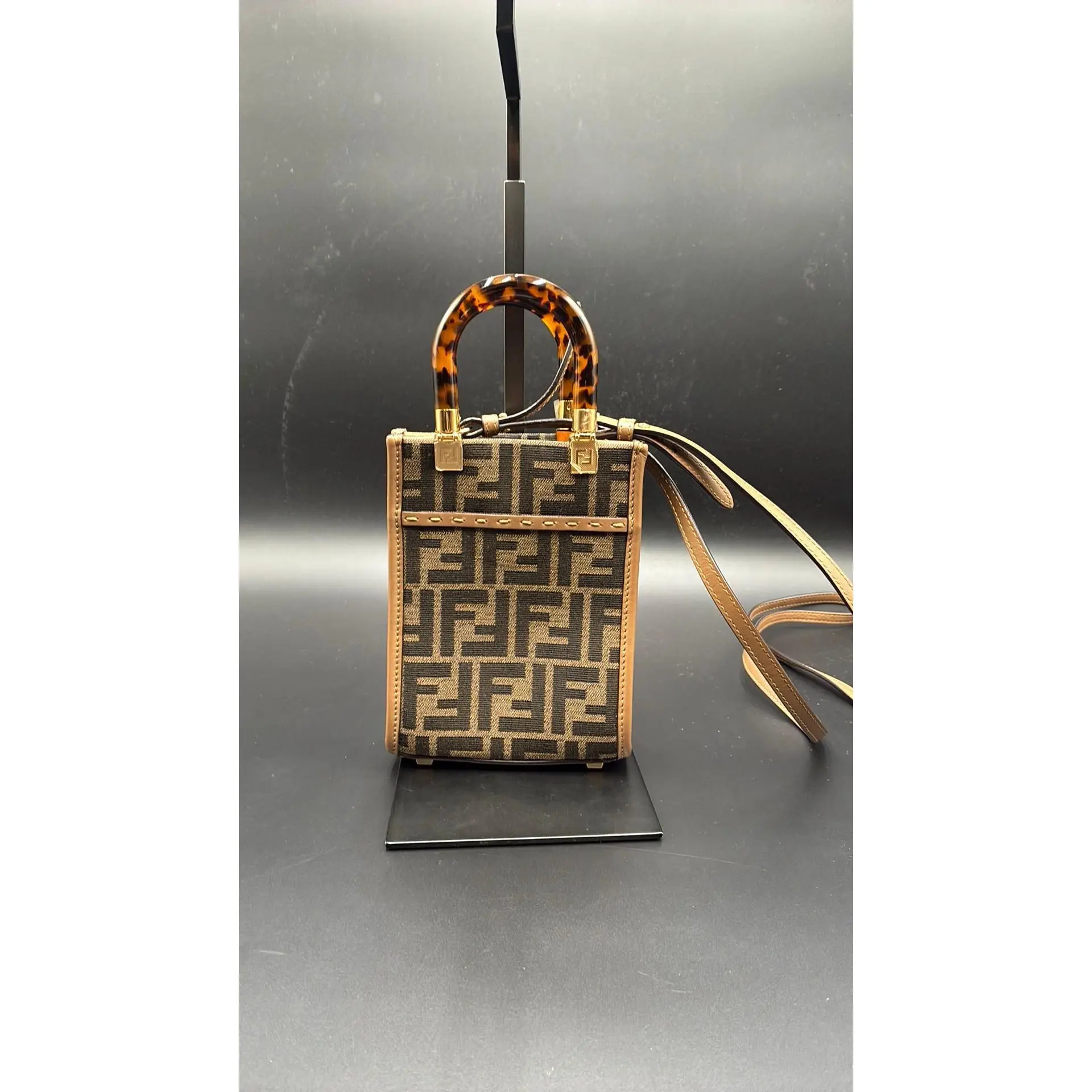 Pre-owned Leather Luxury Bags & Accessories Fendi Zucca Sunshine Mini Shopper Tote Bag Date Code: 8BS051ALVX2290189. Entrupy ID: 6Y7HKC9.