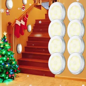 8Pack Motion Sensor LED Night Lights - Auto-On in Dark & 15s Auto-Off | Battery-Powered Wireless Lighting for Stairs, Bedrooms (Energy-Saving Bright Solution) with Motion Activated Sensor | Easy Installation & Compact Design for Kitchen/Bathroom/Hallway