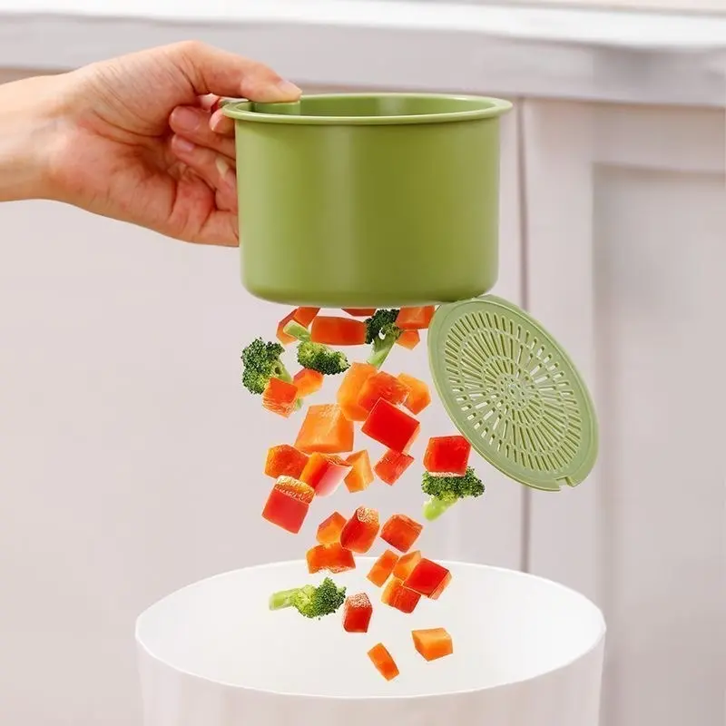 Green Kitchen Sink Strainer with Handle, Efficient Food Waste Collection & Drainage Utensil for Kitchen Use