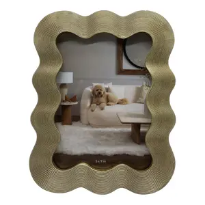 212 MAIN 5x7 in. Resin Photo Frame, Gold Sculpted Wavy Border, Home Room Decor Photo Frame for Home Supplies