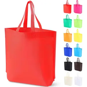 24 Pack Non Woven Tote Bags 12 Assorted Colors Reusable Bulk Shopping Bags for Grocery DIY Craft & Party Favors 14.78x12.5x4 Inches Multicolored