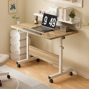 Mobile Folding Desk Portable Standing Desk with Height Adjustable 26"-34", Rolling Computer Workstations with Lockable Wheels for Home Office