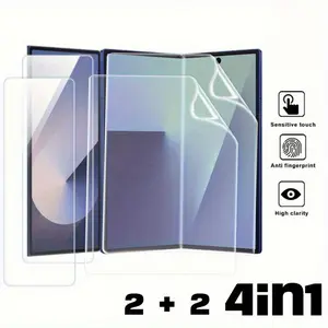 2x TPU Film + 2x Tempered Glass Screen Protector 4 in 1 Set for Samsung Galaxy Z Fold 4 5 6 7 All Series High Definition Anti Scratch No Bubbles Easy to Apply