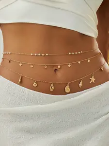 Boho Ocean Series Shell and Starfish Beaded Waist Chain/umbilical Cord Set, Women's Sexy Bikini Accessories, Summer Beach Jewelry Kit