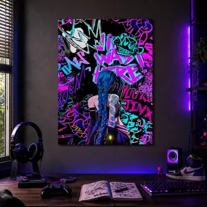 Graffiti Hypebeast Wall Print - 12*16Inch（Framed)-A Artistic Decor, Vibrant Colorful Wood Framed/Unframed Home Decor Poster with Positive Energy Aura, Cool Aesthetic Room Crafting Supply