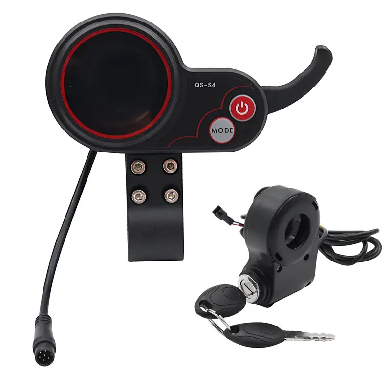 QS-S4 36V-60V Thumb Throttle LCD Display+Lgnition Lock Key for Zero 8 9 10 8X 10X Electric Scooter 6PIN Display