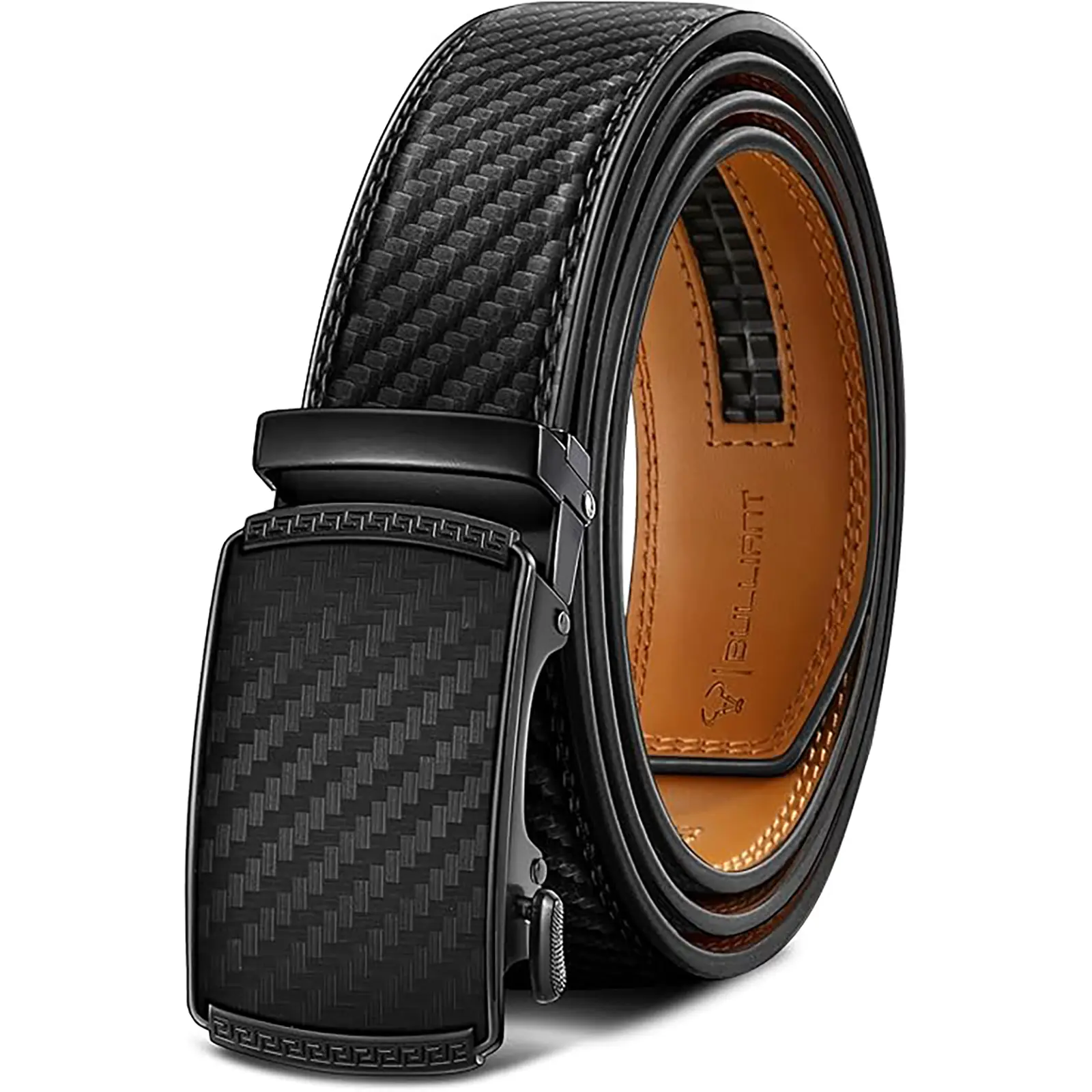 BULLIANT Men's Belt, Ratchet Genuine Leather  Easy Release Belt For Men, Textured Design for Dress & Casual with Adjustable Buckle for Men's Wear Gift,  Gift Box Included, Trim To Fit