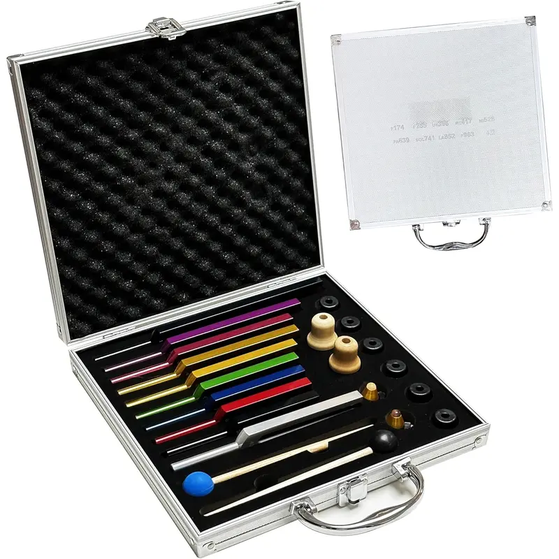 Solfeggio Tuning Fork Set - 10 Tuning Forks for DNA , Chakra, Sound , Multicolour, with Exquisite Box (174 Hz, 285 Hz, 396 Hz, 417 Hz, 432Hz, 528 Hz etc)