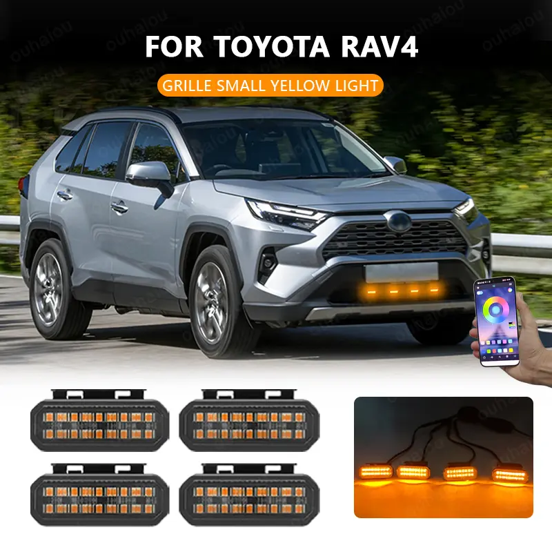 LED Front Grille Daytime Running Light for TOYOTA RAV4, 12V High Brightness IP68 Rated ABS Plastic Wheel Eyebrow Lamp, Easy-Install for Pickup & Offroad Vehicles