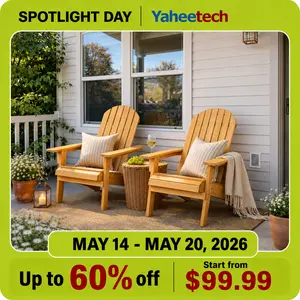 【Set of 2】Yaheetech 2026 Upgrade Folding Adirondack Chair Outdoor Solid Wood Garden Chair Weather Resistant, Fire Pit Lounge Chairs for Garden/Yard/Patio/Lawn