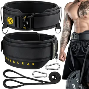 MANUEKLEAR 2-in-1 Weightlifting Belt & Dip Belt with 36.7 IN Rope, Double-Layer Weight Lifting Belts, Powerlifting Gym Weighted Belt for Pull Up Squat
