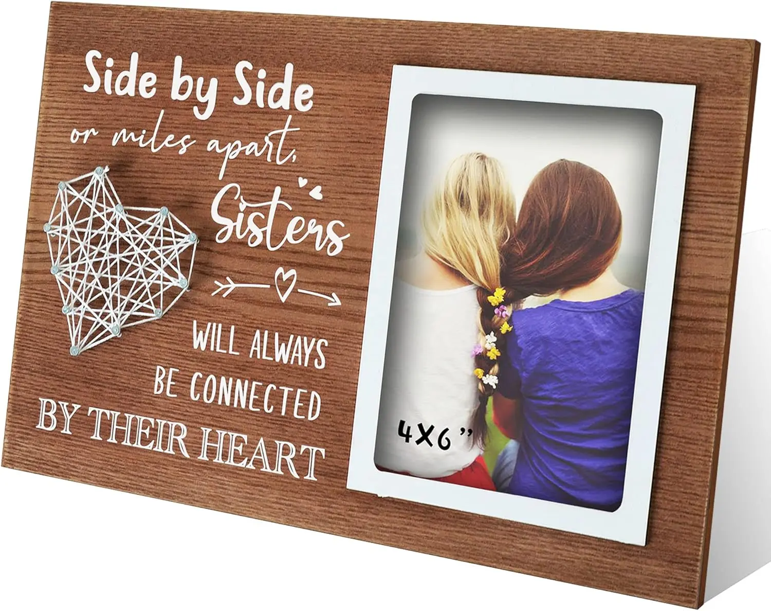 Best Friend Picture Frame 4x6, Handmade String Heart BFF Photo Frame, Meaningful Friendship Gifts for Bestie, Birthday Christmas Gifts for Women Friends Sister