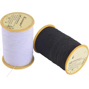 Elastic Sewing Thread for Sewing Machine, 1100 Yards 0.5mm Black&White Elastic Sewing Thread for Shirring, Smocking, Gathering, Stretchy Strings for Bracelets