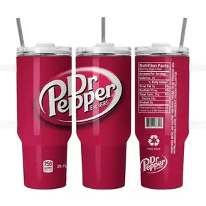 Dr Pepper 40oz Tumbler Stainless Steel – Keeps Drinks Ice-Cold 24h, Full-Color Wrap, Perfect Gift for Dr Pepper Fans