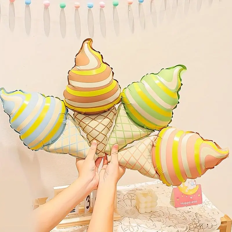 Cartoon Ice Cream Design Balloon, 2 Counts Cute Ice Cream Shaped Balloon, Party Decoration Supplies for Birthday & Holiday, Ice Cream Balloon Set