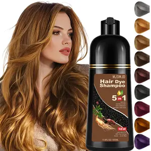 Blonde Brown Hair Dye Shampoo 5-in-1, Instant & Long-Lasting Hair Color Shampoo for Gray Hair Coverage, Herbal Natural Ingredients, Ammonia-Free, Unisex 500ml