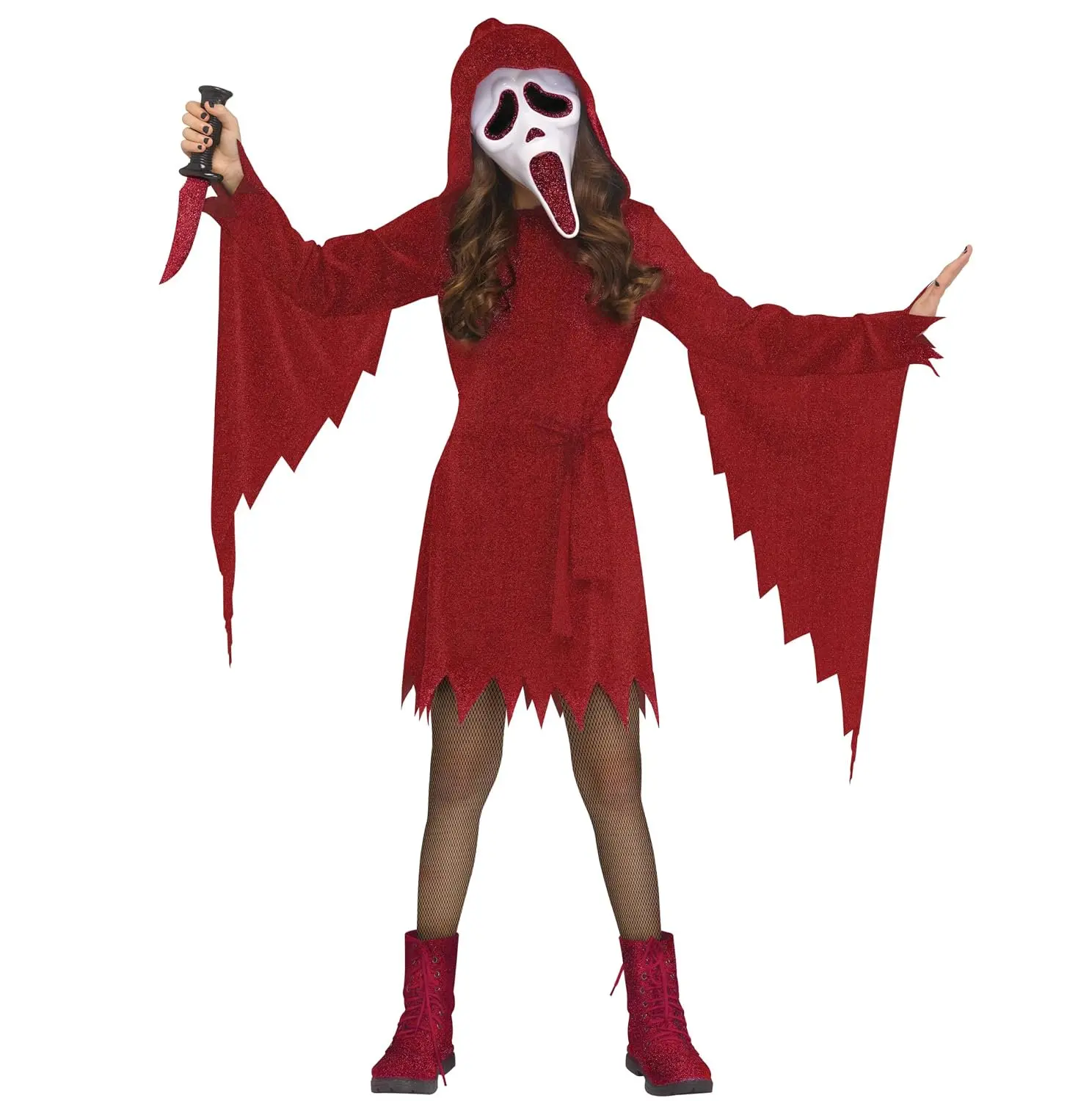 Fun World Girls' Crimson Ghost Face Costume, Large, Red