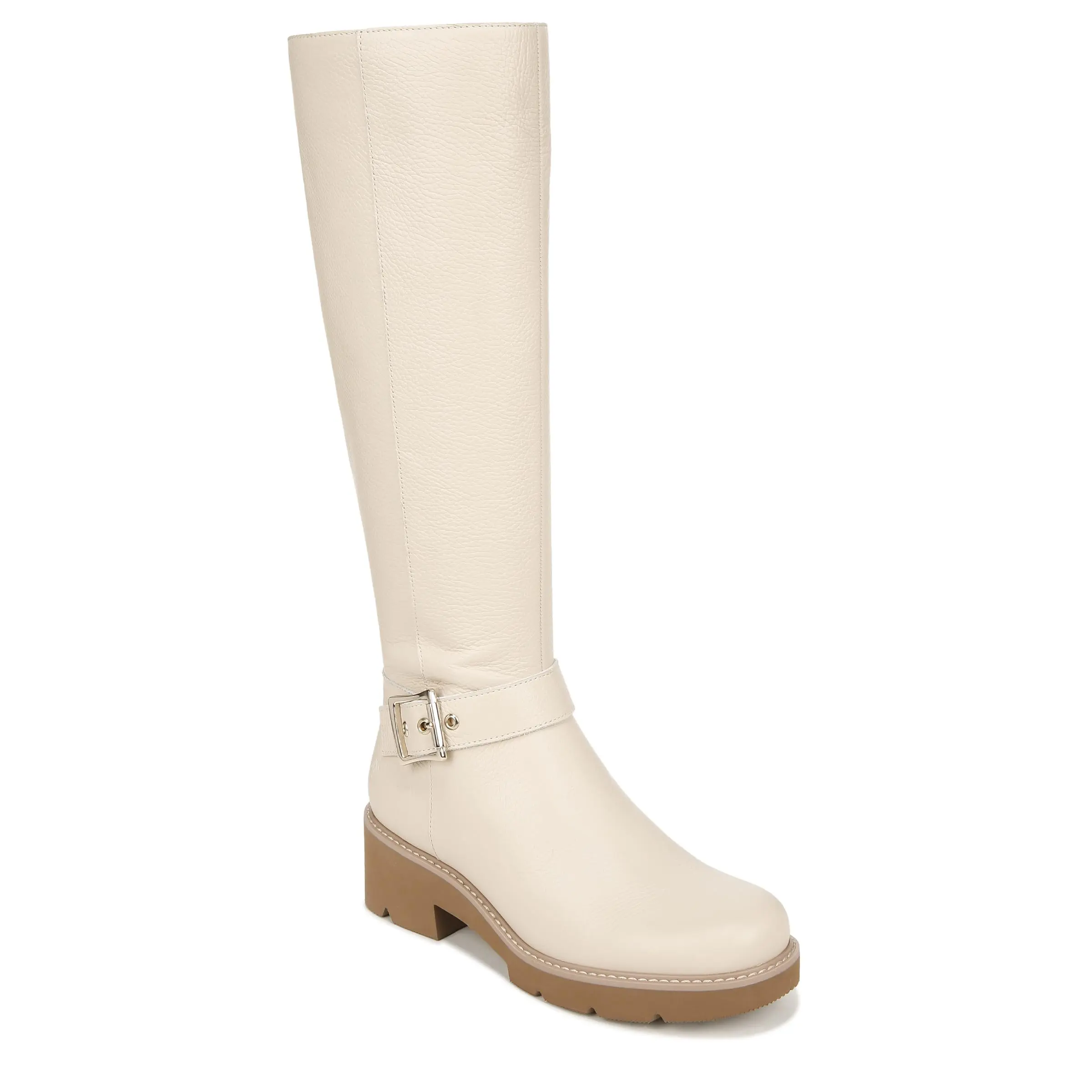Naturalizer Darry Tall Water Repellent Knee High Boot Women's Knee High Boots, Porcelain Beige Leather Calf Wide, 5.5 UK