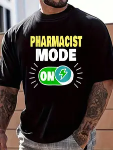 100% Cotton Pharmacist Mode On Funny Pharmacist T-Shirt Women's Men's Graphic Tee Crew Neck summer vacation Tops